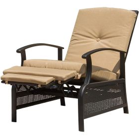 Patio Recliner Chair with Cushions,Outdoor Adjustable Lounge Chair,Reclining Patio Chairs with Strong Extendable Metal Frame for Reading,Garden