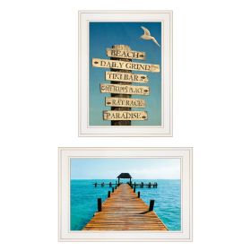 "Beach Nautical" 2-Piece Vignette by Graffitee Studios, White Frame