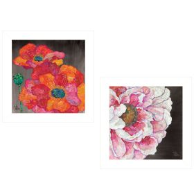 "Blooms on Black" 2-Piece Vignette by Lisa Morales, White Frame