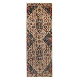 Leena Tribal Medallion Traditional Indoor Area Rugs or Runner Rug (Color: Ivory/Teal, size: 2'7"x8')