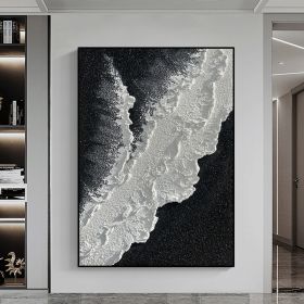 Modern Abstract Hand Painted Wall Decor Art Poster Ocean Seaside Thick Gray And Black Oil Painting Simple Design Wall Art, Unframed. (Option: 50x75)