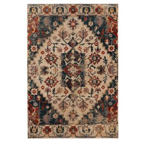 Leena Tribal Medallion Traditional Indoor Area Rugs or Runner Rug (Color: Ivory/Teal, size: 2'x3')